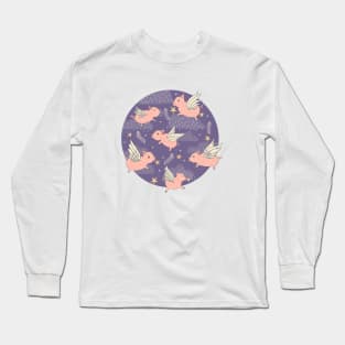 When Pigs Fly in Purple Long Sleeve T-Shirt